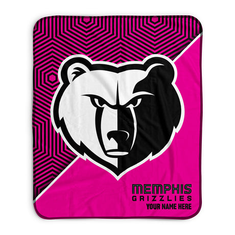 Pixsona Memphis Grizzlies Pink Implosion Pixel Fleece Blanket | Personalized | Custom