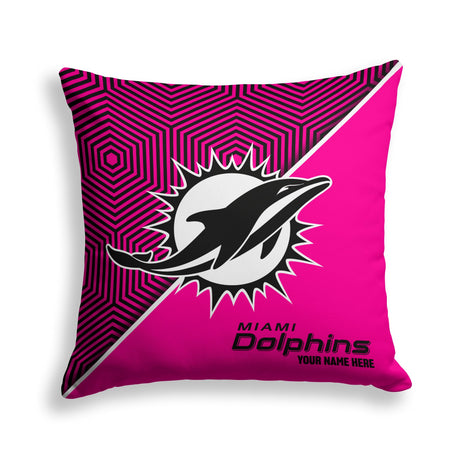 Pixsona Miami Dolphins Pink Implosion Throw Pillow | Personalized | Custom