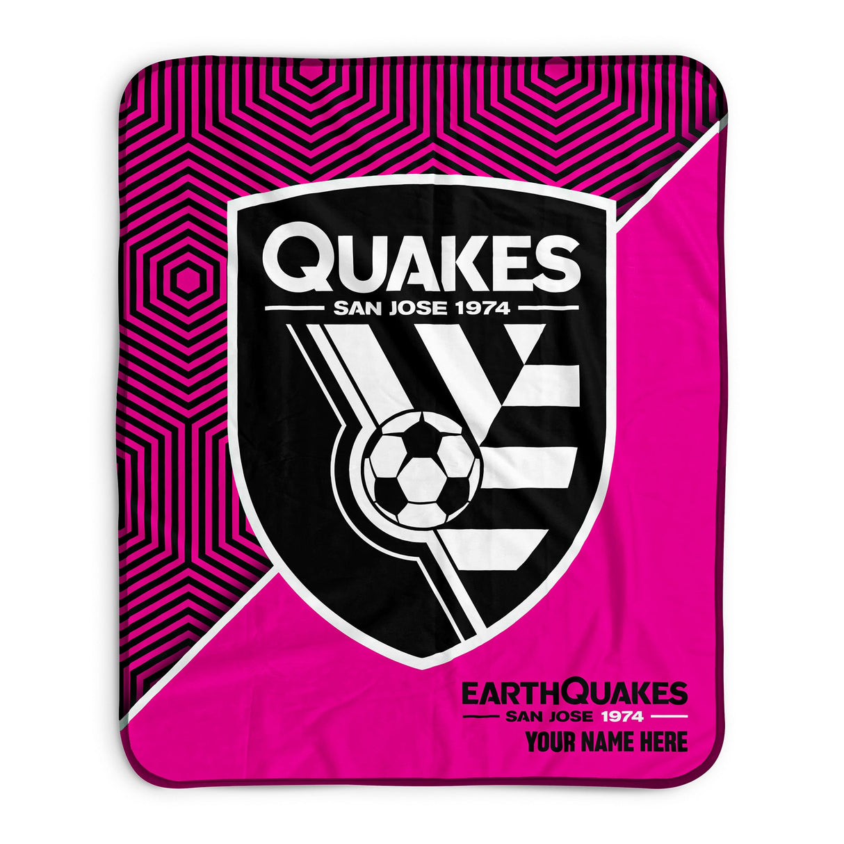 Pixsona San Jose Earthquakes Pink Implosion Pixel Fleece Blanket | Personalized | Custom