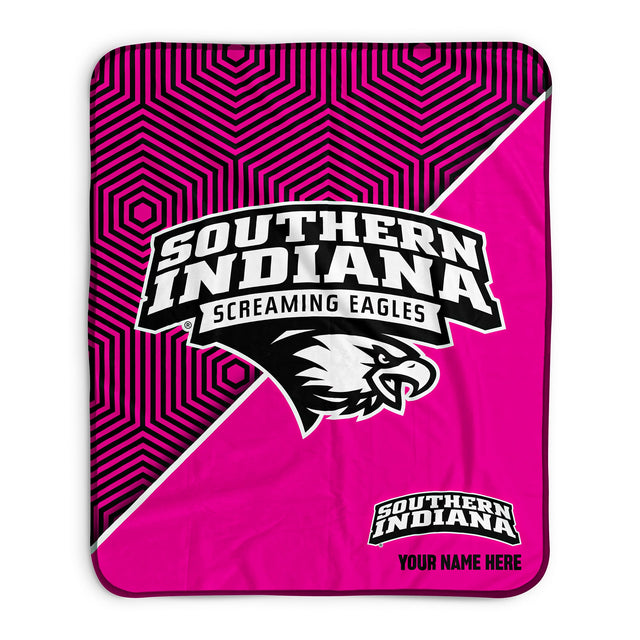 Pixsona Southern Indiana Screaming Eagles Pink Implosion Pixel Fleece Blanket | Personalized | Custom