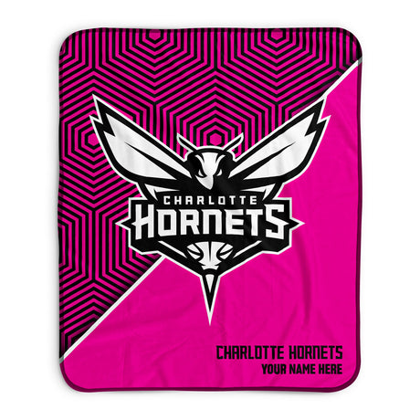 Pixsona Charlotte Hornets Pink Implosion Pixel Fleece Blanket | Personalized | Custom