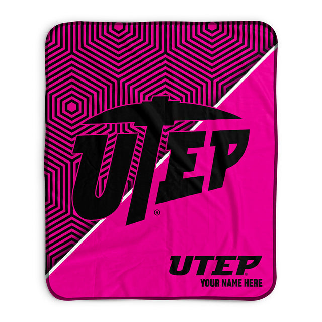 Pixsona UTEP Miners Pink Implosion Pixel Fleece Blanket | Personalized | Custom