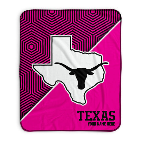 Pixsona Texas Longhorns Pink Implosion Pixel Fleece Blanket | Personalized | Custom