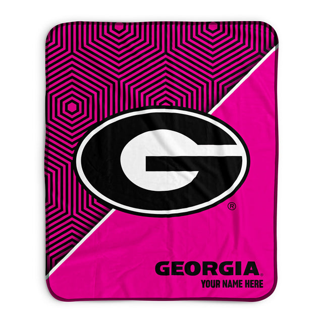 Pixsona Georgia Bulldogs Pink Implosion Pixel Fleece Blanket | Personalized | Custom