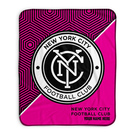 Pixsona New York City Football Club Pink Implosion Pixel Fleece Blanket | Personalized | Custom