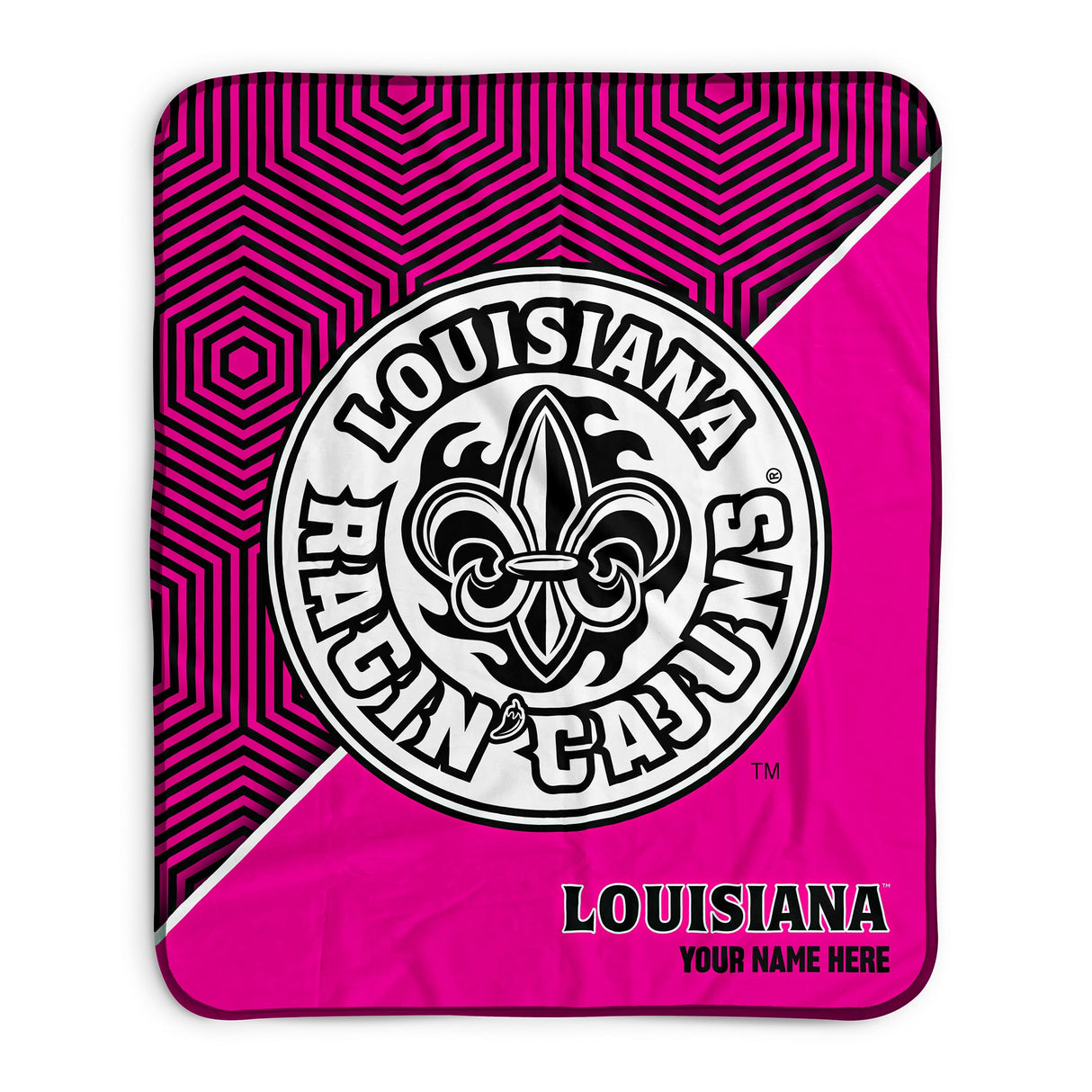 Pixsona Louisiana Lafayette Ragin Cajuns Pink Implosion Pixel Fleece Blanket | Personalized | Custom