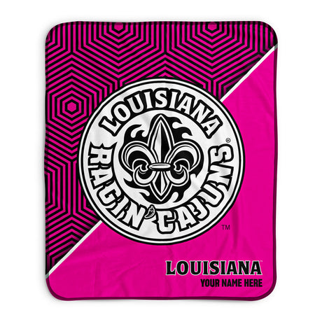 Pixsona Louisiana Lafayette Ragin Cajuns Pink Implosion Pixel Fleece Blanket | Personalized | Custom