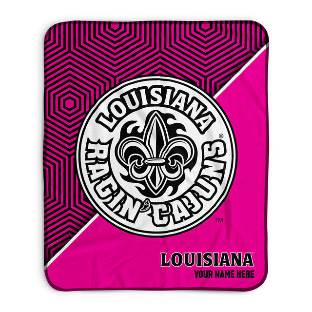 Pixsona Louisiana Lafayette Ragin Cajuns Pink Implosion Pixel Fleece Blanket | Personalized | Custom