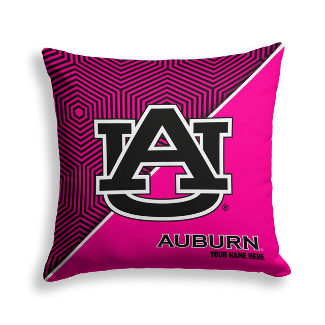 Pixsona Auburn Tigers Pink Implosion Throw Pillow | Personalized | Custom