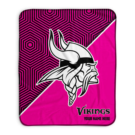 Pixsona Minnesota Vikings Pink Implosion Pixel Fleece Blanket | Personalized | Custom