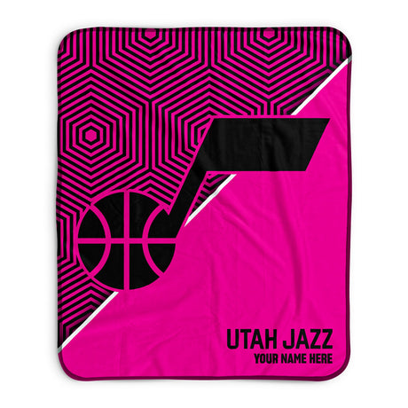 Pixsona Utah Jazz Pink Implosion Pixel Fleece Blanket | Personalized | Custom