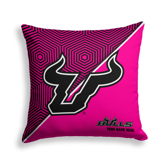 Pixsona South Florida Bulls Pink Implosion Throw Pillow | Personalized | Custom