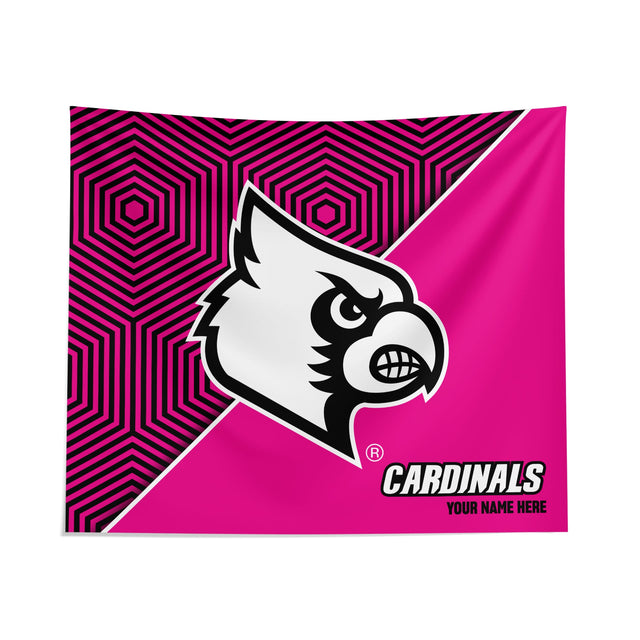 Pixsona Louisville Cardinals Pink Implosion Tapestry | Personalized | Custom