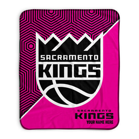 Pixsona Sacramento Kings Pink Implosion Pixel Fleece Blanket | Personalized | Custom