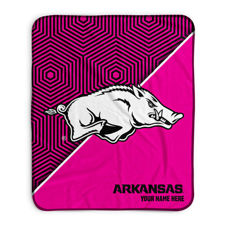 Pixsona Arkansas Razorbacks Pink Implosion Pixel Fleece Blanket | Personalized | Custom