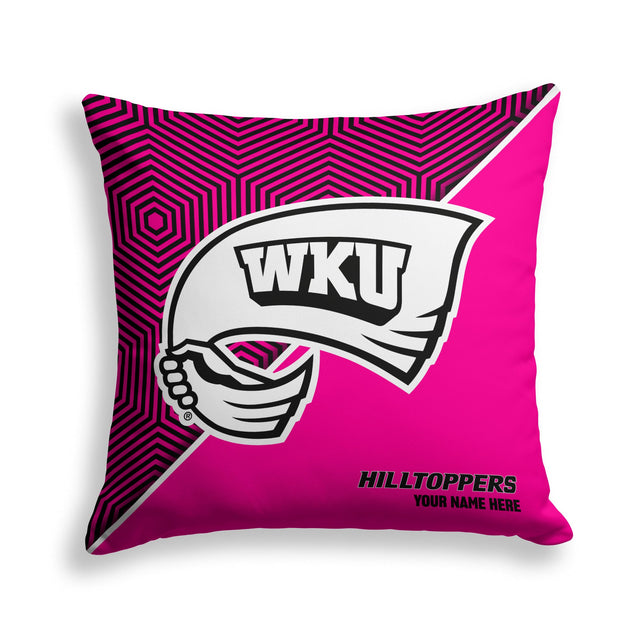 Pixsona Western Kentucky Hilltoppers Pink Implosion Throw Pillow | Personalized | Custom