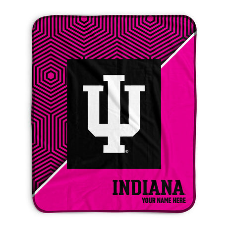 Pixsona Indiana Hoosiers Pink Implosion Pixel Fleece Blanket | Personalized | Custom