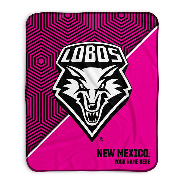 Pixsona New Mexico Lobos Pink Implosion Pixel Fleece Blanket | Personalized | Custom