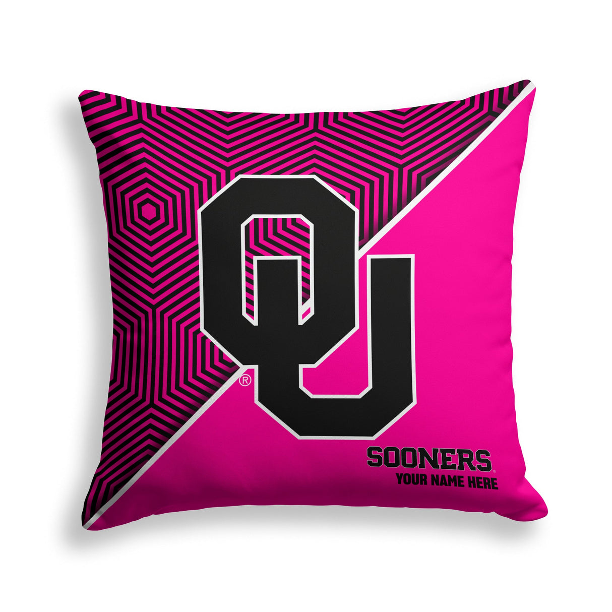 Pixsona Oklahoma Sooners Pink Implosion Throw Pillow | Personalized | Custom