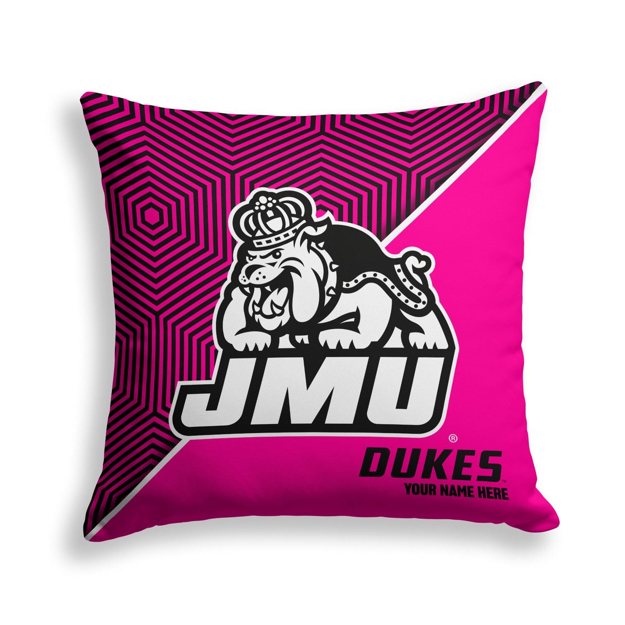 Pixsona James Madison Dukes Pink Implosion Throw Pillow | Personalized | Custom