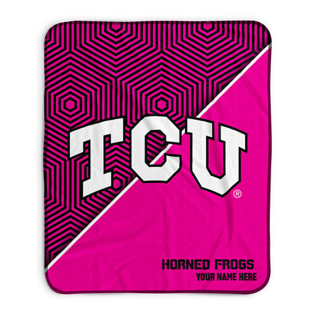 Pixsona TCU Horned Frogs Pink Implosion Pixel Fleece Blanket | Personalized | Custom