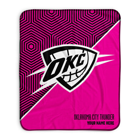 Pixsona Oklahoma City Thunder Pink Implosion Pixel Fleece Blanket | Personalized | Custom