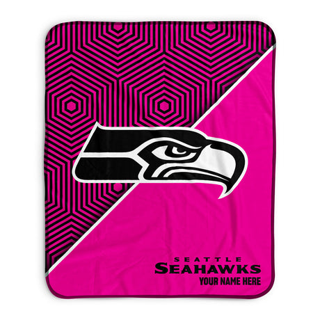 Pixsona Seattle Seahawks Pink Implosion Pixel Fleece Blanket | Personalized | Custom