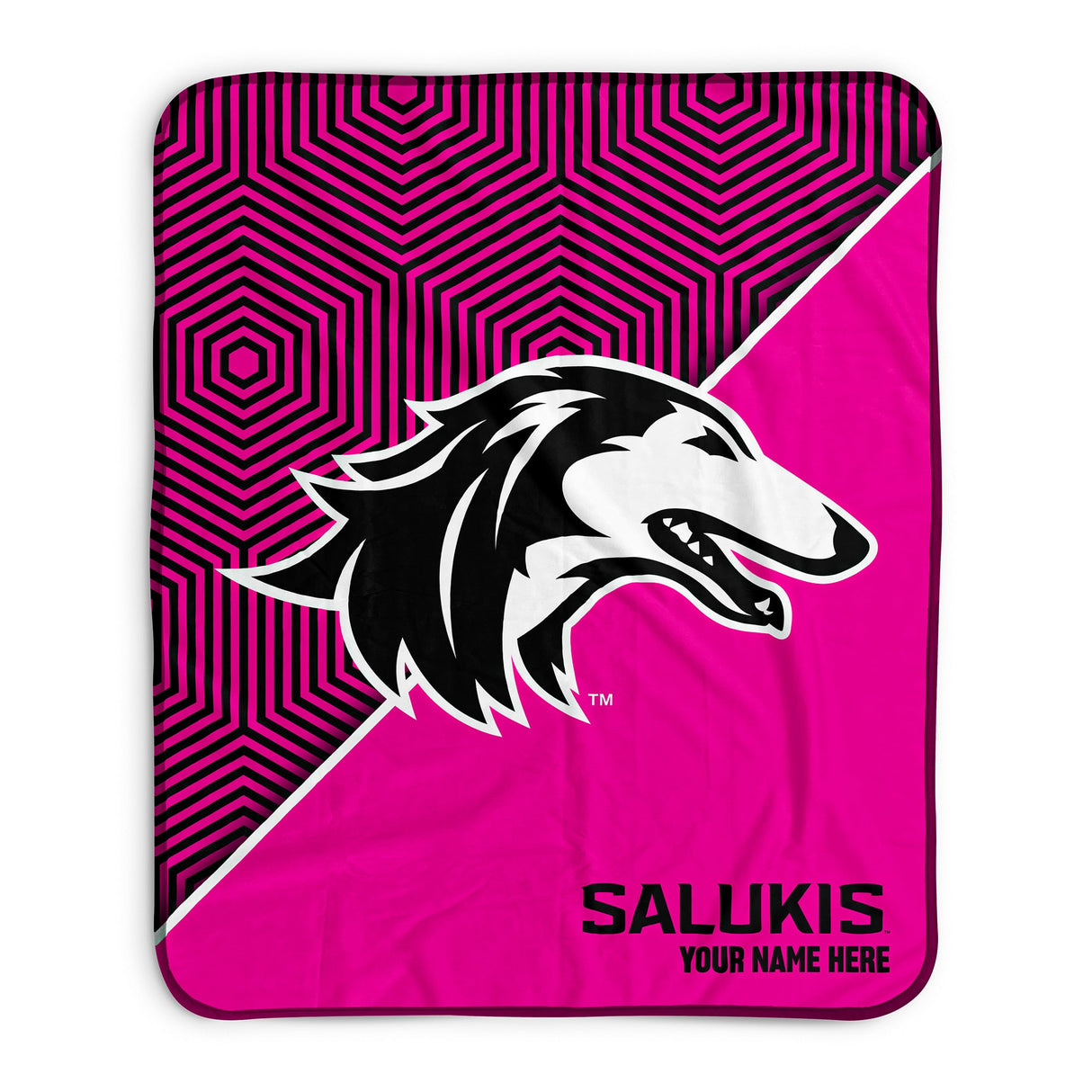 Pixsona Southern Illinois Salukis Pink Implosion Pixel Fleece Blanket | Personalized | Custom