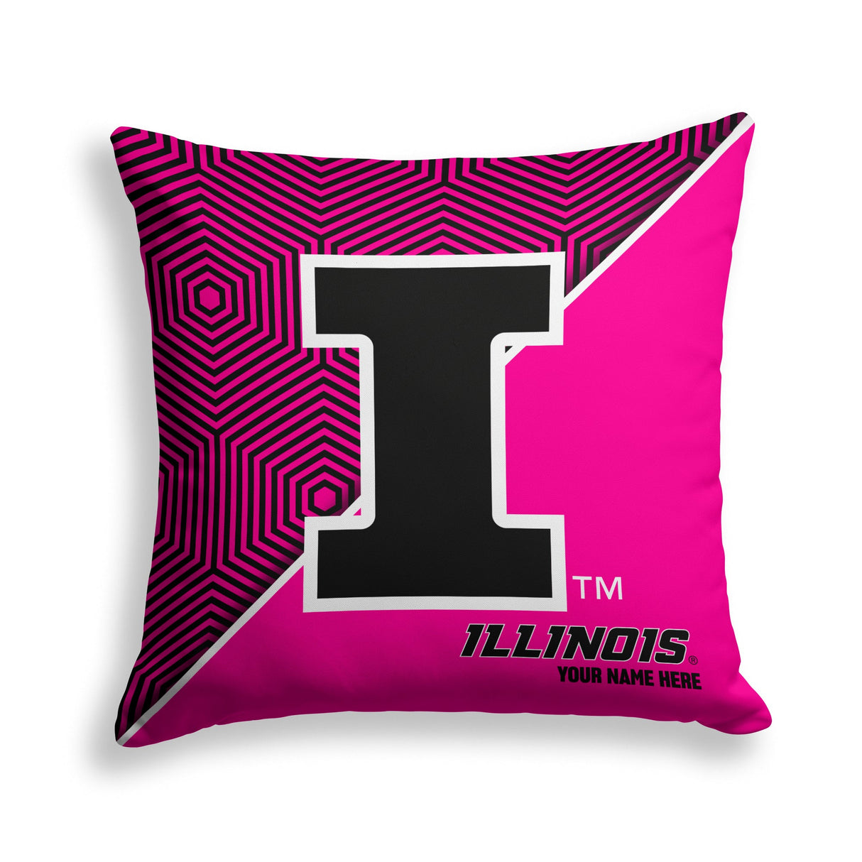 Pixsona Illinois Fighting Illini Pink Implosion Throw Pillow | Personalized | Custom