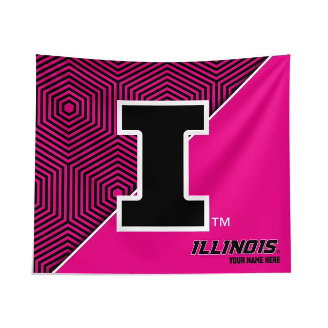 Pixsona Illinois Fighting Illini Pink Implosion Tapestry | Personalized | Custom