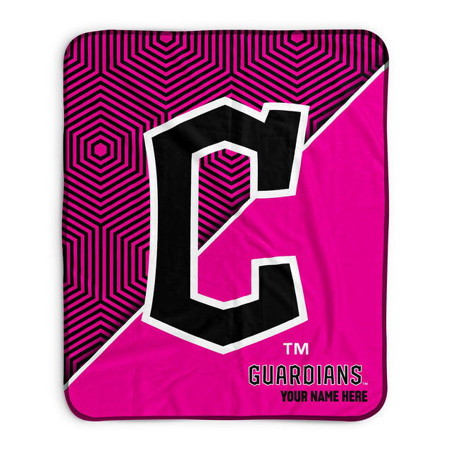 Pixsona Cleveland Guardians Pink Implosion Pixel Fleece Blanket | Personalized | Custom