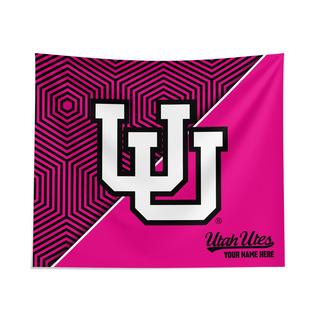 Pixsona Utah Utes Pink Implosion Tapestry | Personalized | Custom