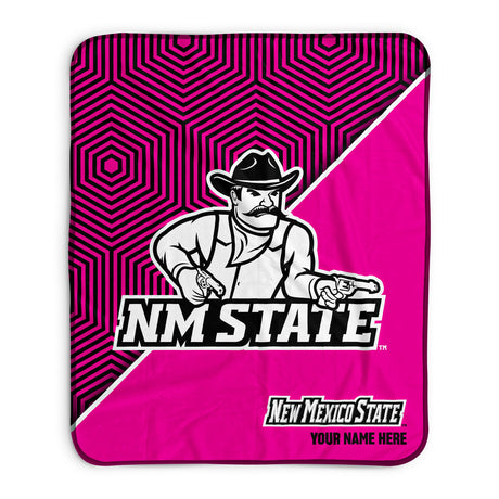 Pixsona New Mexico State Aggies Pink Implosion Pixel Fleece Blanket | Personalized | Custom