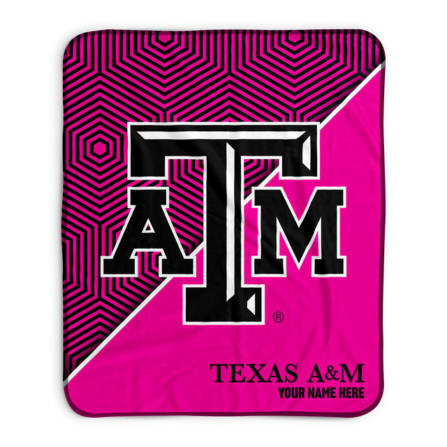 Pixsona Texas A&M Aggies Pink Implosion Pixel Fleece Blanket | Personalized | Custom