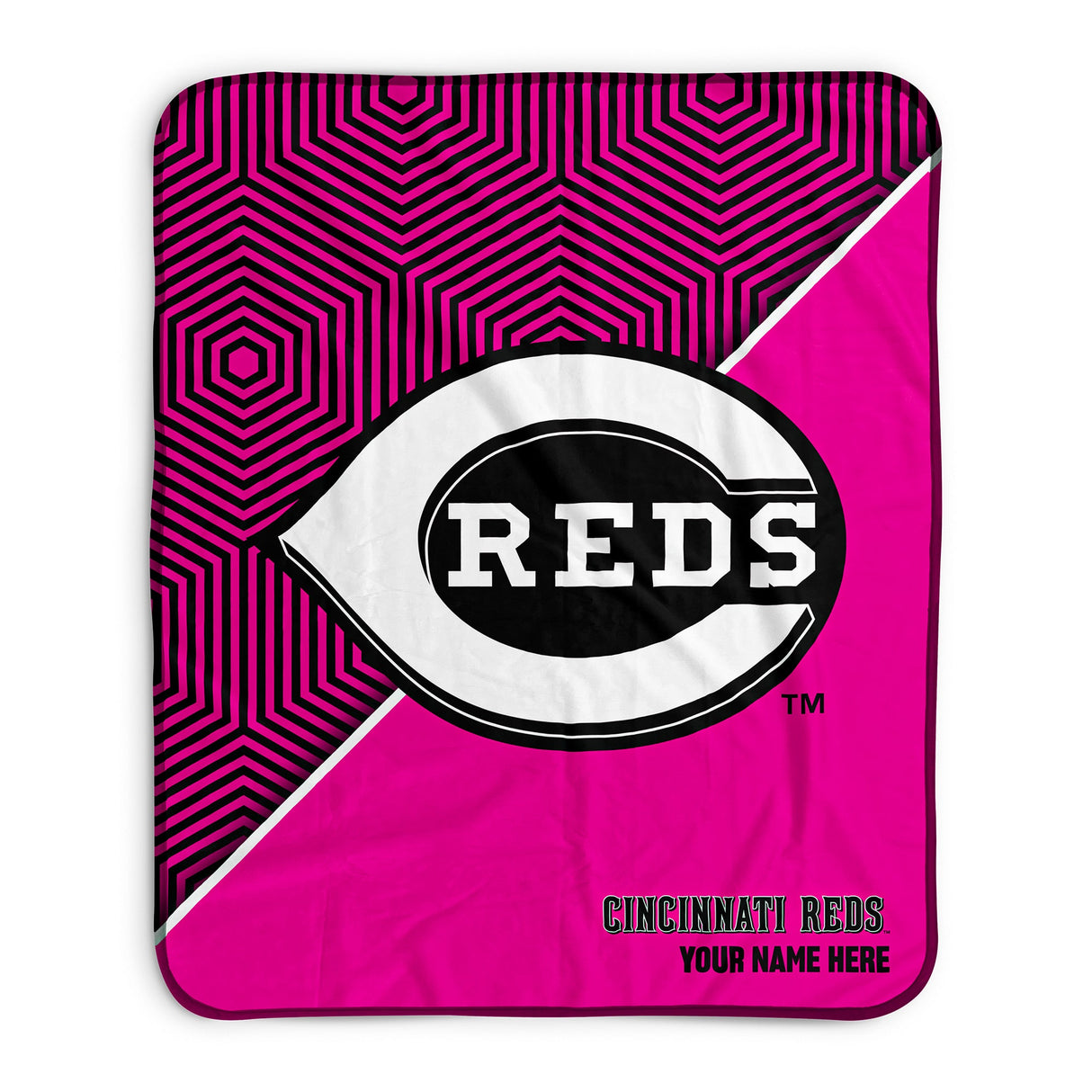 Pixsona Cincinnati Reds Pink Implosion Pixel Fleece Blanket | Personalized | Custom