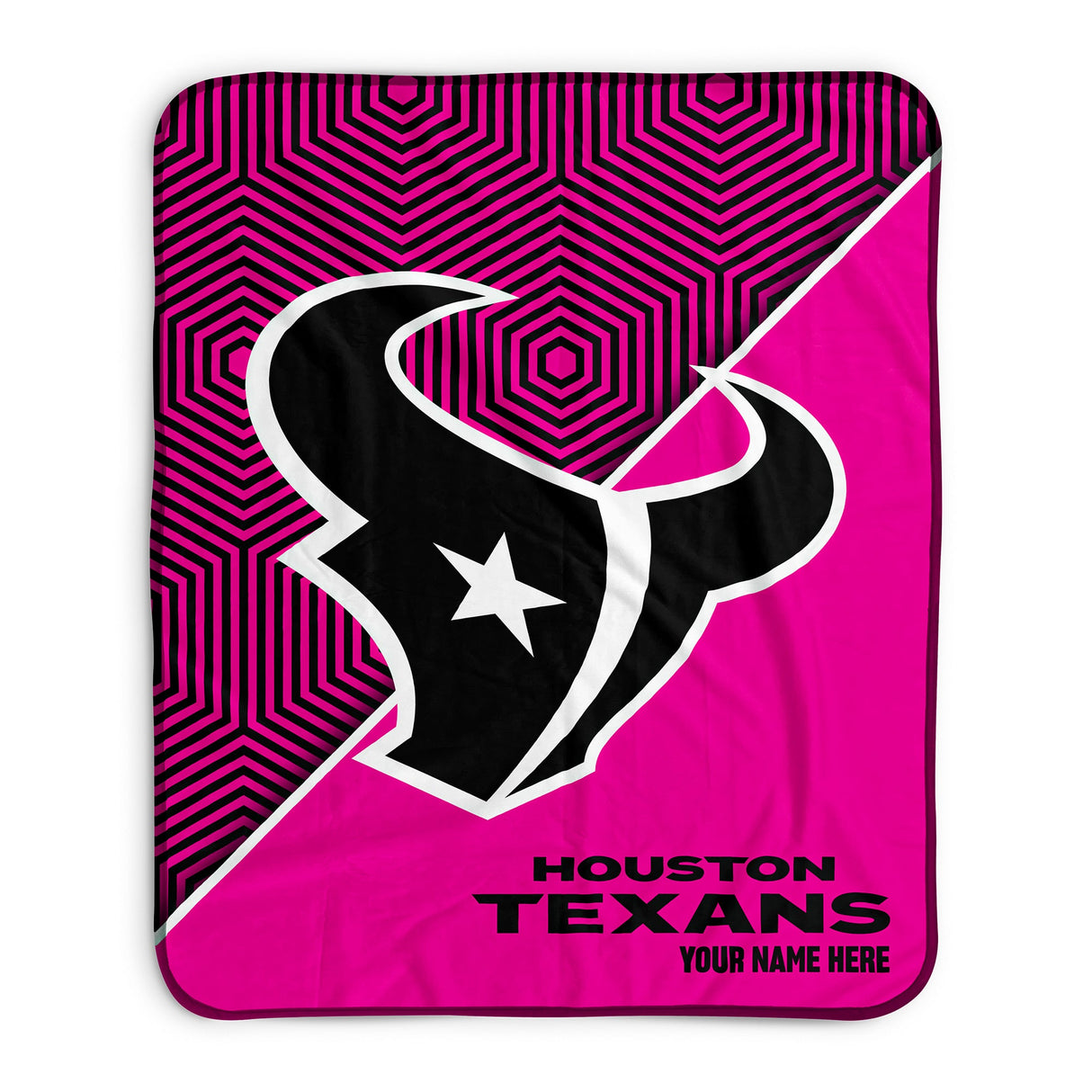 Pixsona Houston Texans Pink Implosion Pixel Fleece Blanket | Personalized | Custom