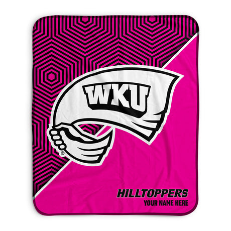 Pixsona Western Kentucky Hilltoppers Pink Implosion Pixel Fleece Blanket | Personalized | Custom