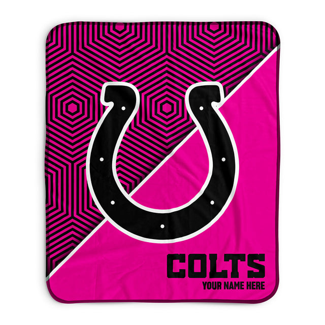 Pixsona Indianapolis Colts Pink Implosion Pixel Fleece Blanket | Personalized | Custom