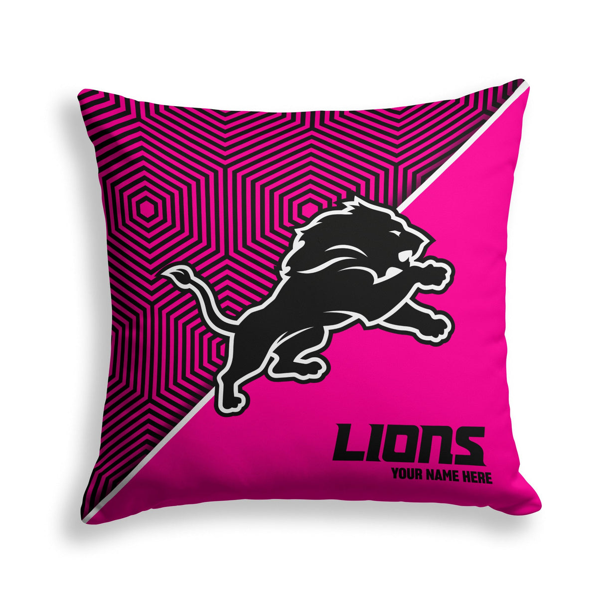 Pixsona Detroit Lions Pink Implosion Throw Pillow | Personalized | Custom