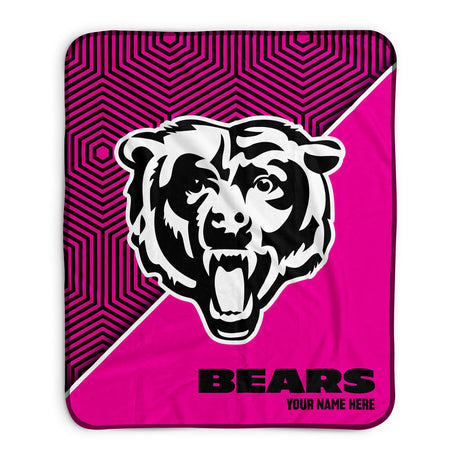 Pixsona Chicago Bears Pink Implosion Pixel Fleece Blanket | Personalized | Custom