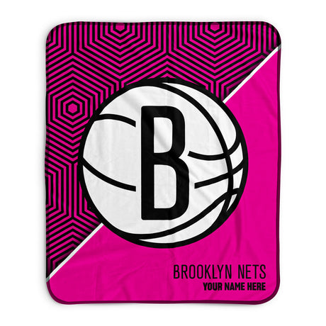 Pixsona Brooklyn Nets Pink Implosion Pixel Fleece Blanket | Personalized | Custom