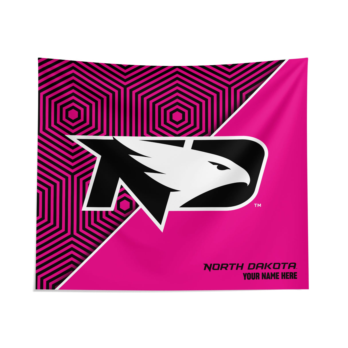 Pixsona North Dakota Fighting Hawks Pink Implosion Tapestry | Personalized | Custom