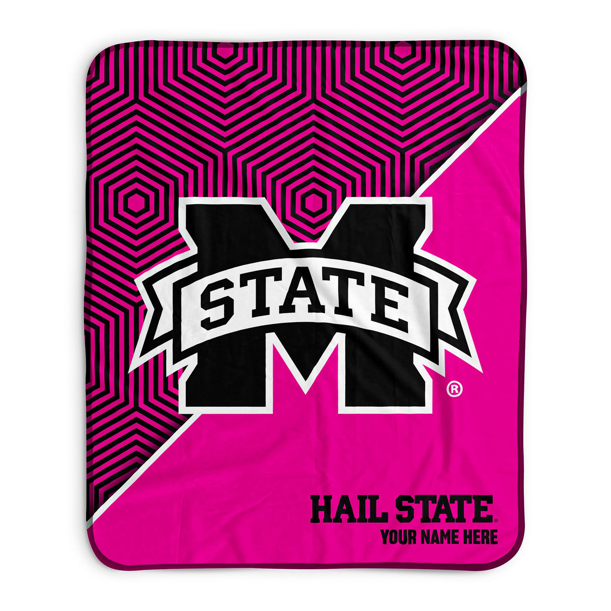 Pixsona Mississippi State Bulldogs Pink Implosion Pixel Fleece Blanket | Personalized | Custom