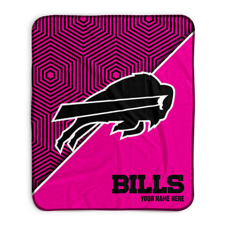 Pixsona Buffalo Bills Pink Implosion Pixel Fleece Blanket | Personalized | Custom