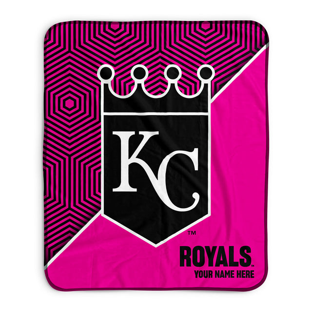 Pixsona Kansas City Royals Pink Implosion Pixel Fleece Blanket | Personalized | Custom