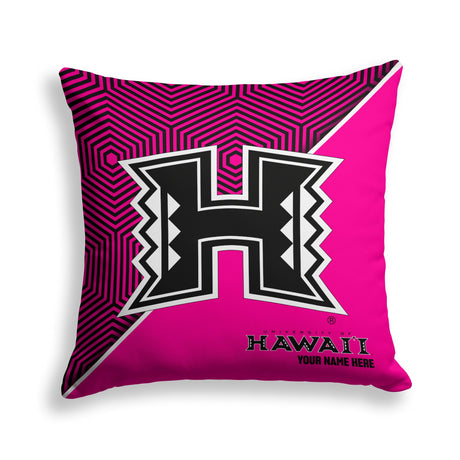 Pixsona Hawaii Rainbow Warriors Pink Implosion Throw Pillow | Personalized | Custom