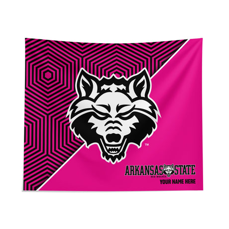 Pixsona Arkansas State Red Wolves Pink Implosion Tapestry | Personalized | Custom