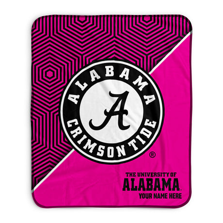 Pixsona Alabama Crimson Tide Pink Implosion Pixel Fleece Blanket | Personalized | Custom