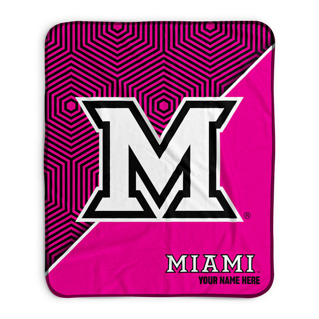 Pixsona Miami University Redhawks Pink Implosion Pixel Fleece Blanket | Personalized | Custom