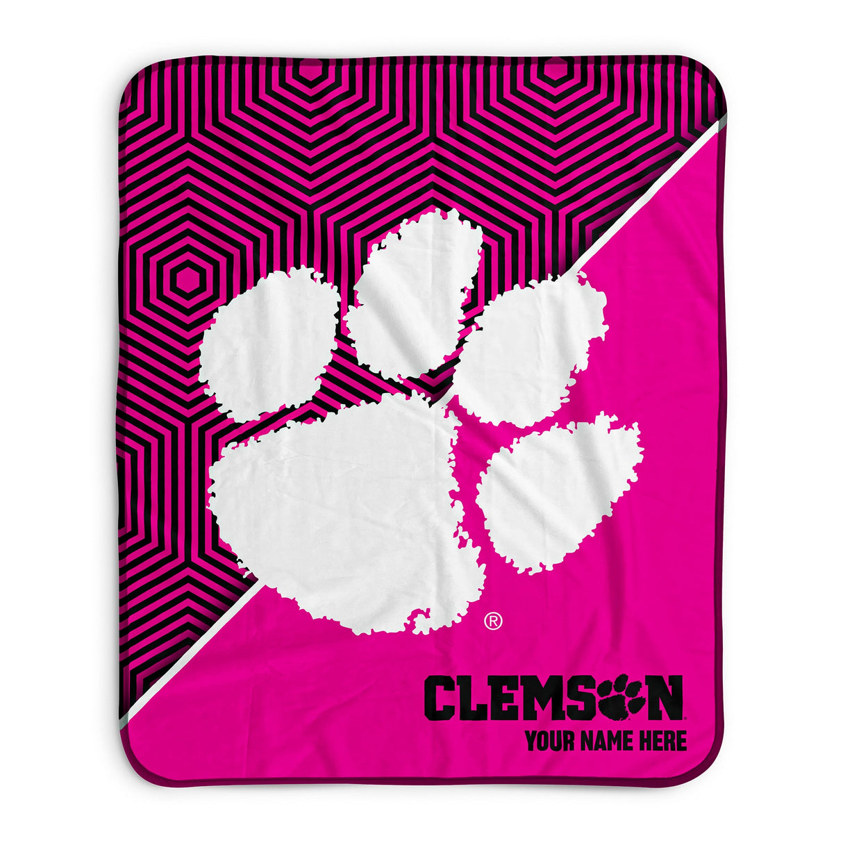 Pixsona Clemson Tigers Pink Implosion Pixel Fleece Blanket | Personalized | Custom